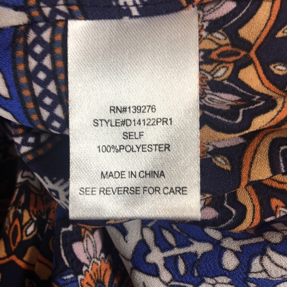 Daniel Rainn Blue and Brown Boho Peasant Blouse - Picture 7 of 8